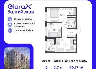 Продам 2-комнатную квартиру, 49.2 м2, Санкт-Петербург, Адмиралтейский район, улица Шкапина, 15