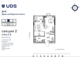 Продам двухкомнатную квартиру, 40.8 м2, Пермский край, Луньевская улица
