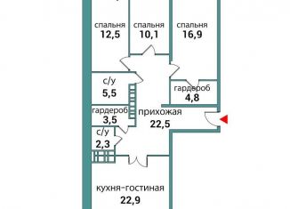 3-комнатная квартира на продажу, 104.6 м2, Самарская область, улица Авроры, 148А