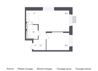 Продам однокомнатную квартиру, 40.4 м2, Мытищи, жилой комплекс Мытищи Парк, к4.2