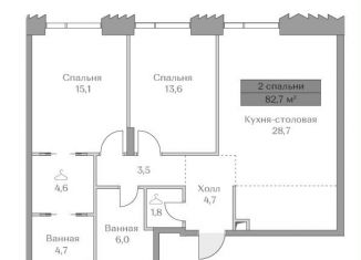 Продажа двухкомнатной квартиры, 82.7 м2, Москва, метро Спортивная