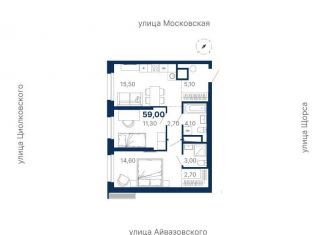 Продаю двухкомнатную квартиру, 59 м2, Екатеринбург, улица Айвазовского, 52