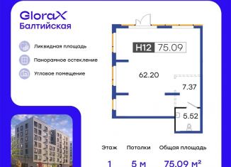 Продам помещение свободного назначения, 75.09 м2, Санкт-Петербург, улица Шкапина, 15, метро Балтийская