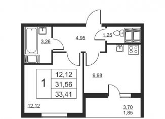 Продажа однокомнатной квартиры, 33.4 м2, Бугры