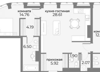 Продается 2-ком. квартира, 88.4 м2, Москва, метро Улица 1905 года