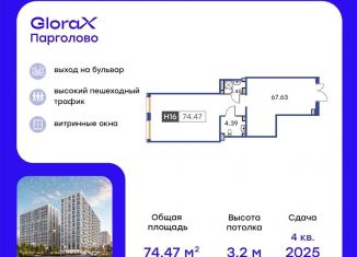 Продаю помещение свободного назначения, 74.47 м2, Санкт-Петербург, Михайловская дорога, 16к3