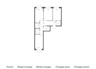 Продается 3-комнатная квартира, 78.3 м2, Московская область, жилой комплекс Томилино Парк, к6.1