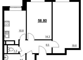 2-комнатная квартира на продажу, 58.8 м2, Звенигород, 3-й микрорайон, к7