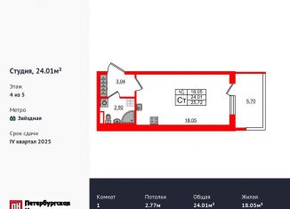 Квартира на продажу студия, 24 м2, Санкт-Петербург, муниципальный округ Пулковский Меридиан