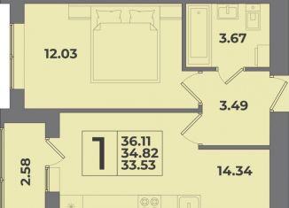 Продаю 1-ком. квартиру, 36.1 м2, Калининград, Крейсерская улица, 13к2, Московский район