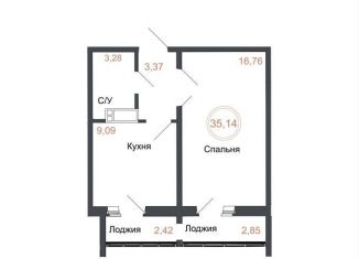 Продам 1-комнатную квартиру, 35.1 м2, Челябинская область, Днепропетровская улица, 5.3.1