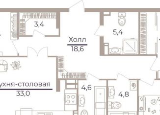 Продажа трехкомнатной квартиры, 122.8 м2, Москва, Херсонская улица, 43к5, ЖК Оникс Делюкс