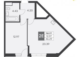 Продается 1-комнатная квартира, 46.3 м2, Екатеринбург, улица Громова, 26, метро Чкаловская