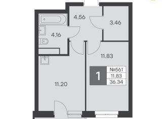 Продам 1-комнатную квартиру, 36.3 м2, Екатеринбург, улица Громова, 26, ЖК Миллениум