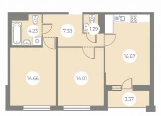 Двухкомнатная квартира на продажу, 58 м2, Санкт-Петербург, метро Парнас