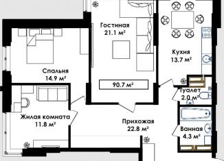 Трехкомнатная квартира на продажу, 112.2 м2, Москва, проспект Маршала Жукова, 8к3, станция Хорошёво