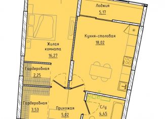 1-комнатная квартира на продажу, 52.1 м2, Екатеринбург, ЖК Клевер Парк