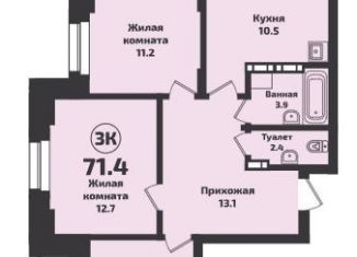 Продаю трехкомнатную квартиру, 74.4 м2, Новосибирск, Красный проспект, ЖК Инфинити