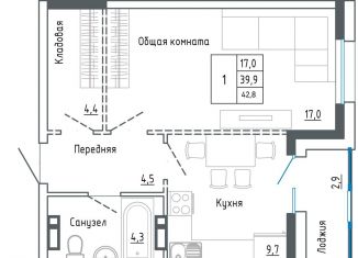 Продаю 1-ком. квартиру, 42.8 м2, Уссурийск, улица Александра Францева, 42