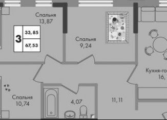 Продам 3-комнатную квартиру, 67.5 м2, Краснодар, улица имени Генерала Брусилова, 5лит1.1, Прикубанский округ