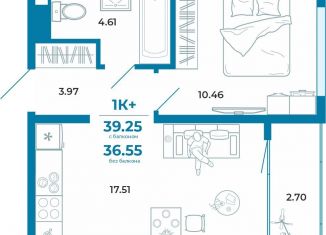 Продажа однокомнатной квартиры, 36.6 м2, Тюмень, ЖК Краснолесье, Селекционная улица, 8