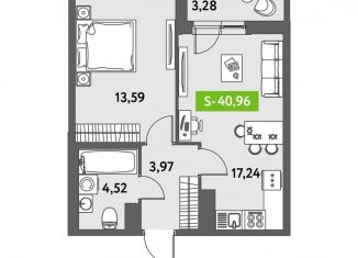 Продажа 1-комнатной квартиры, 41 м2, Санкт-Петербург