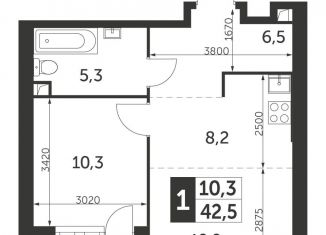 Продается 1-ком. квартира, 42.5 м2, Москва, улица Академика Волгина, 2с1, ЖК Архитектор