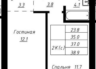 Продам двухкомнатную квартиру, 37 м2, Барнаул, Железнодорожный район, площадь Советов