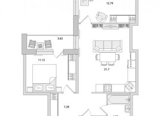 Продажа 2-ком. квартиры, 61.2 м2, поселок Бугры