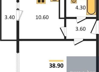 Продам 1-ком. квартиру, 38.9 м2, хутор Ветряк, Выборская улица, 14