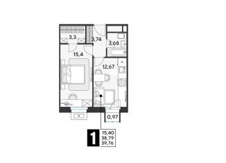 Продается 1-комнатная квартира, 39.8 м2, Реутов