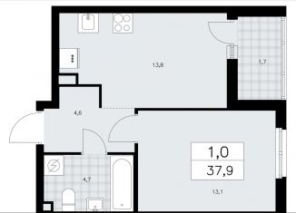 Продам 1-комнатную квартиру, 37.9 м2, Ленинградская область