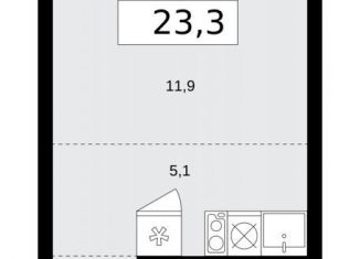 Продажа квартиры студии, 23.3 м2, поселение Сосенское, ЖК Прокшино