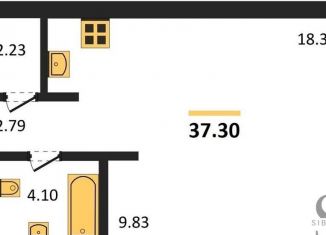 Квартира на продажу студия, 37.3 м2, Новосибирск, ЖК Авиатор, улица Аэропорт, 23/1