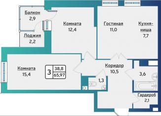 Продам трехкомнатную квартиру, 65.9 м2, Ижевск, жилой комплекс Forest, 5