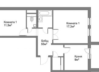 Двухкомнатная квартира на продажу, 55 м2, Москва, улица Лихоборские Бугры, 12, станция Лихоборы