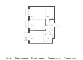 Двухкомнатная квартира на продажу, 52.3 м2, посёлок Мирный, жилой комплекс Томилино Парк, к6.1