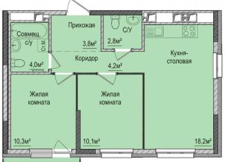 Продается двухкомнатная квартира, 53.5 м2, Ижевск, Зелёная улица, 60к1, ЖК Тринити