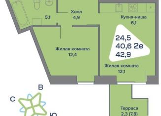 Продается 2-комнатная квартира, 42.9 м2, Пермский край