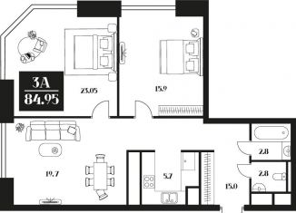 Продам 3-ком. квартиру, 85 м2, Москва, улица Серпуховский Вал, 1, улица Серпуховский Вал