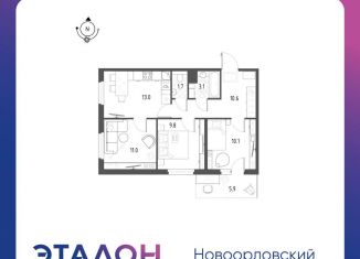 Продажа 3-ком. квартиры, 61.2 м2, Санкт-Петербург, муниципальный округ Коломяги
