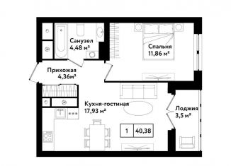 Продам 1-комнатную квартиру, 44.5 м2, Тульская область, улица Седова, 26к1