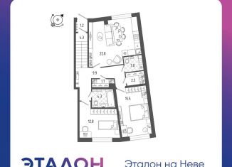 Продажа двухкомнатной квартиры, 77.7 м2, Санкт-Петербург, проспект Обуховской Обороны, 70к4, ЖК Эталон на Неве