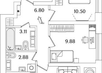 Продам 2-ком. квартиру, 48.6 м2, Санкт-Петербург, метро Лесная