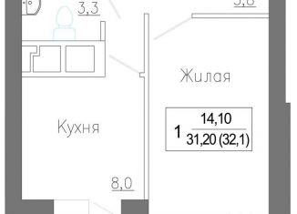 Продается 1-ком. квартира, 32.2 м2, деревня Сабурово, ЖК ЗаМитино, жилой комплекс ЗаМитино, к1