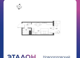 Квартира на продажу студия, 23.5 м2, Санкт-Петербург, ЖК Новоорловский