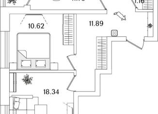 Продам двухкомнатную квартиру, 59.7 м2, Санкт-Петербург, метро Лесная