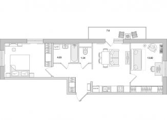 Продам двухкомнатную квартиру, 64.9 м2, поселок Бугры, ЖК Новые Горизонты