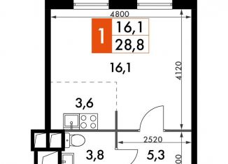 Продажа 1-комнатной квартиры, 28.6 м2, Москва, жилой комплекс Движение Тушино, к1-2, ЖК Движение Тушино