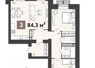 Продается трехкомнатная квартира, 73.3 м2, Пензенская область, жилой комплекс Новелла, с2